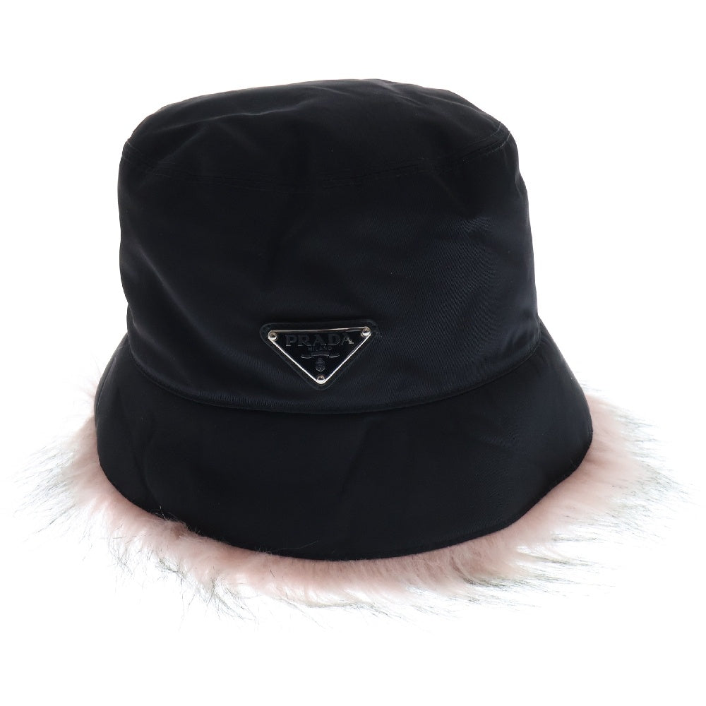 PRADA(プラダ) RE-NYLON FUR HAT リナイロン ファー バケットハット 帽子 ブラック レディース 1HC137 2DWS