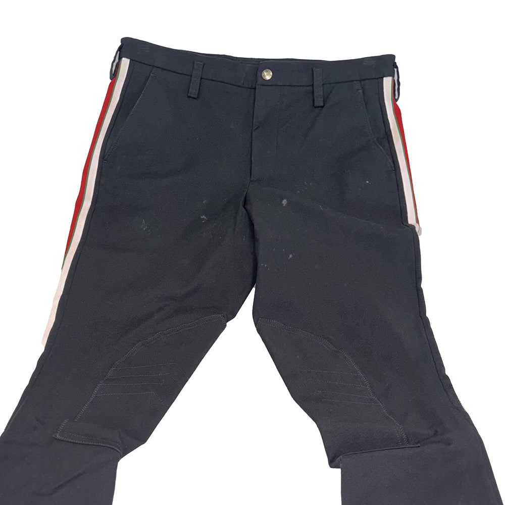 GUCCI(グッチ) 18SS サイドライン ギャバジンパンツ テーパード 裾ジップ ブラック 495695