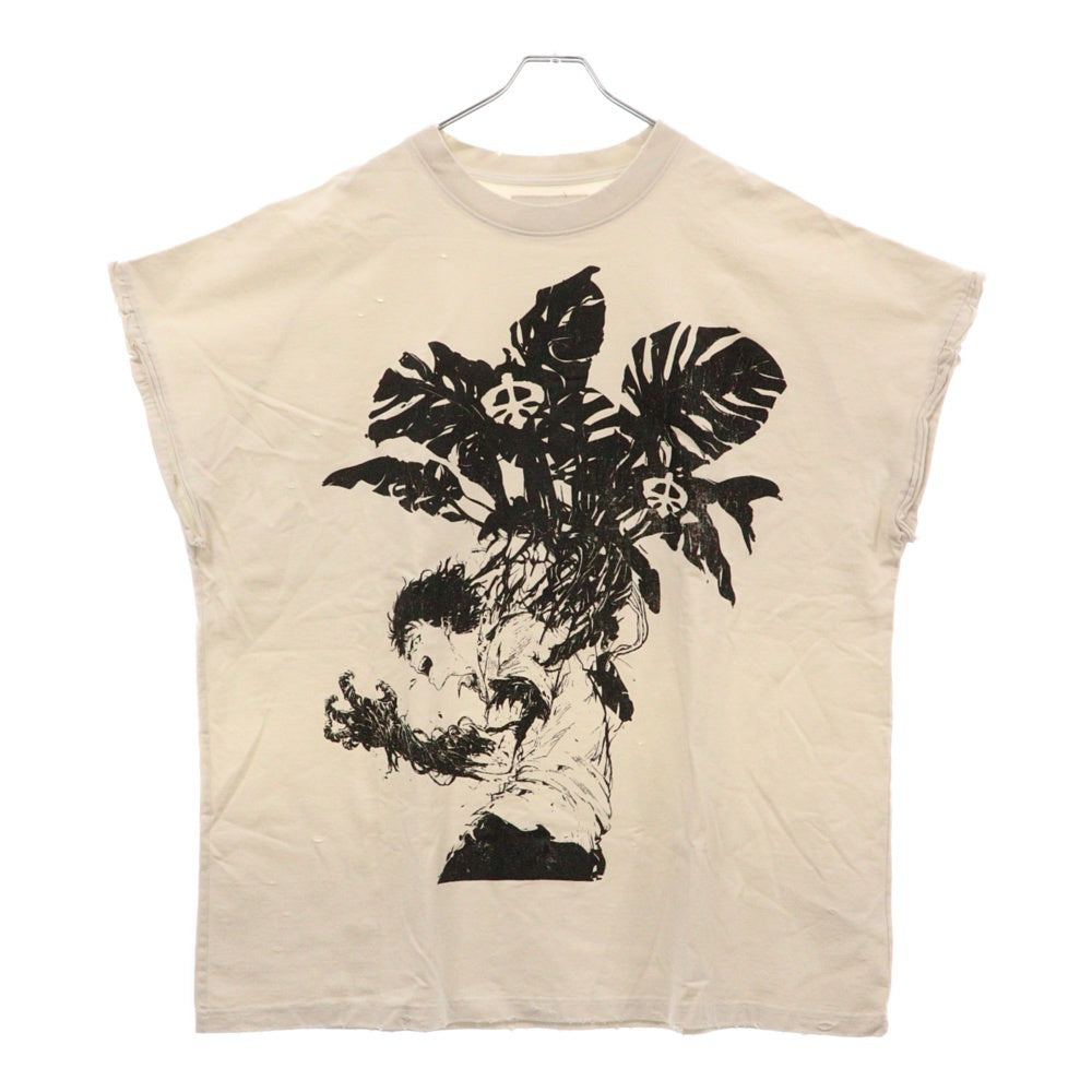 SKOOT(スクート) 24AW GROW OP TANK TOP ダメージ加工 プリントオーバーサイズノースリーブカットソー タンクトップ ホワイト