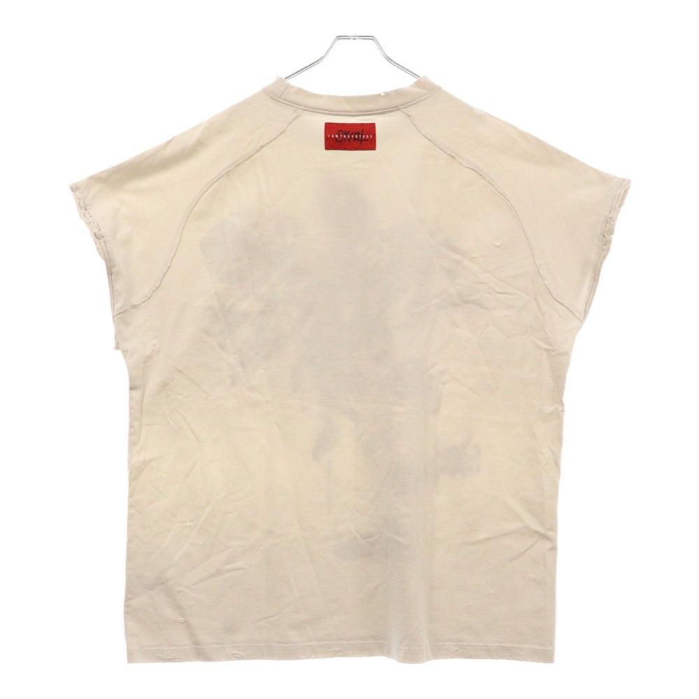 SKOOT(スクート) 24AW GROW OP TANK TOP ダメージ加工 プリントオーバーサイズノースリーブカットソー タンクトップ ホワイト