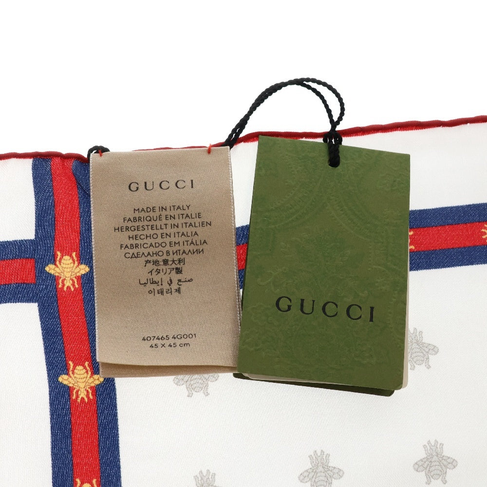GUCCI(グッチ) BEE ポケットシルク スカーフ ホワイト 407465