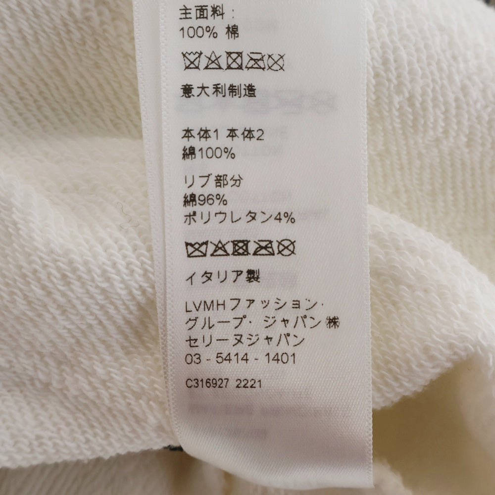 CELINE(セリーヌ) 22AW オーバーサイズ Cロゴアップリケ フリンジ コットンブレンド 長袖スウェット トレーナー 2Y912670Q ホワイト