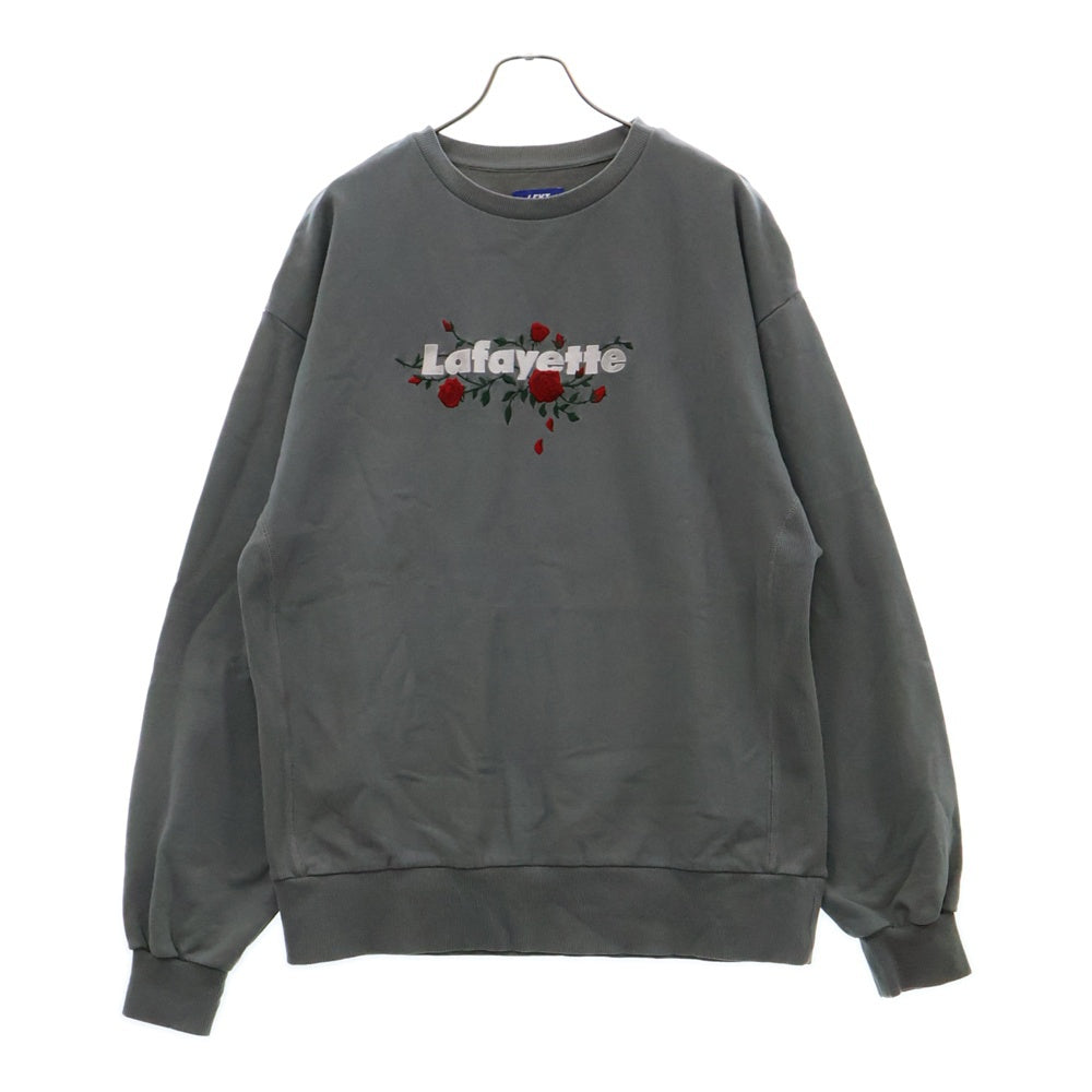 Lafayette(ラファイエット) ROSE LOGO US COTTON PIGMENT DYED CREWNECK LE230701 ローズロゴ ピグメントダイ クルーネック長袖スウェット グレー