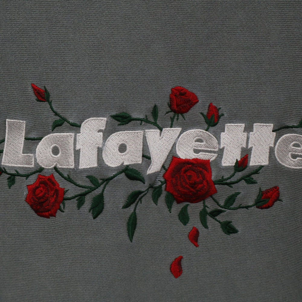 Lafayette(ラファイエット) ROSE LOGO US COTTON PIGMENT DYED CREWNECK LE230701 ローズロゴ ピグメントダイ クルーネック長袖スウェット グレー