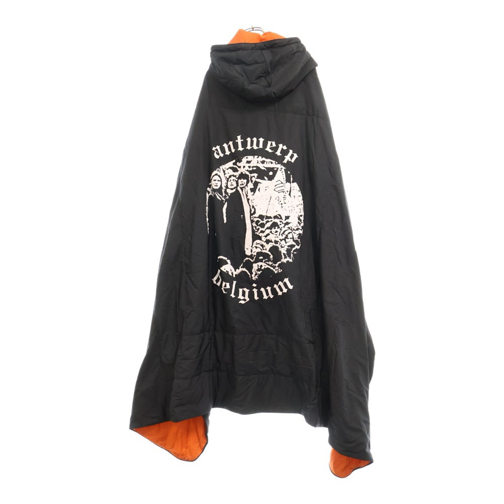 RAF SIMONS(ラフシモンズ) Antwerp RAVE BLANKET CAPE バックアントワーププリント ブランケット ケープコート ブラック