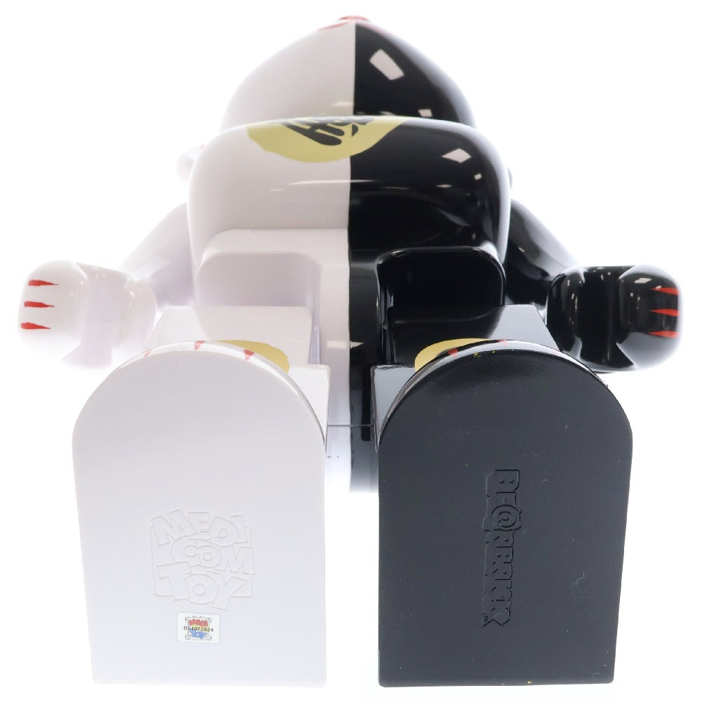 MEDICOM TOY(メディコムトイ) BE@RBRICK 招き猫 招福 黒×金運 白 1000% ベアブリック フィギュア ブラック/ホワイト