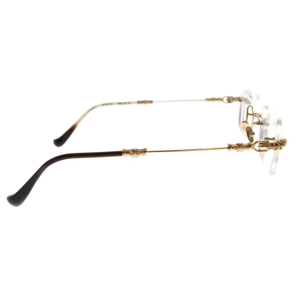 CHROME HEARTS(クロムハーツ) PILLS 3 フローラルテンプルリムレスサングラス 眼鏡 ゴールド 度入り