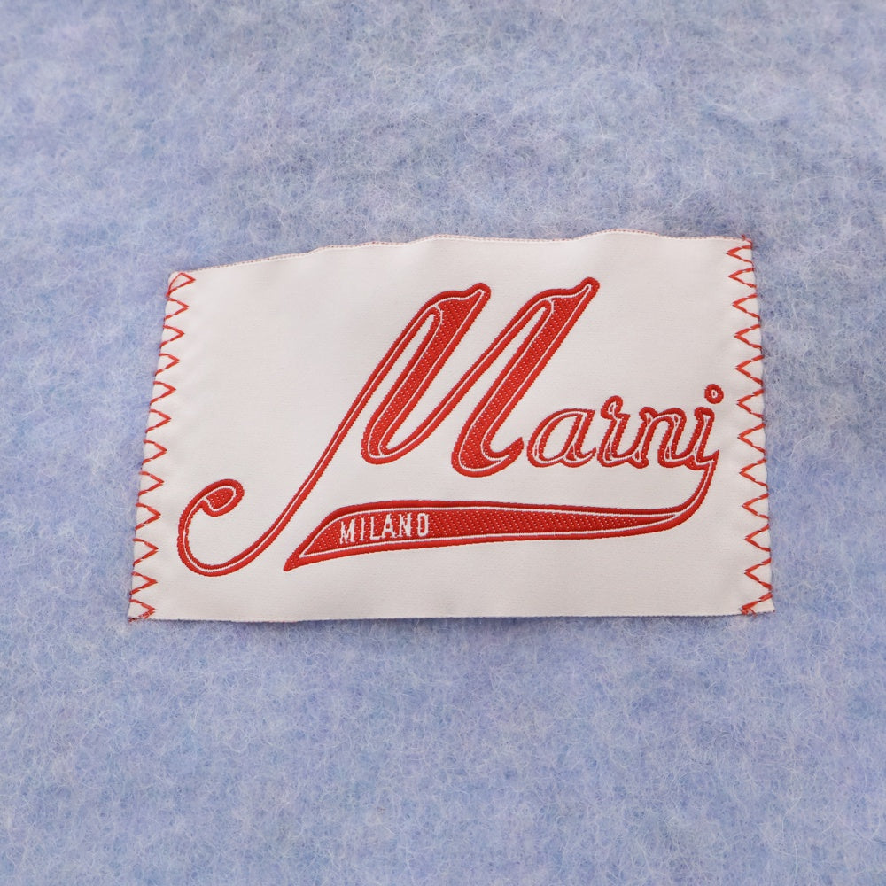 MARNI(マルニ) 23AW ブランドロゴ ワッペン アルパカ フリンジ マフラー ブルー SCMC0059Y0UTW918