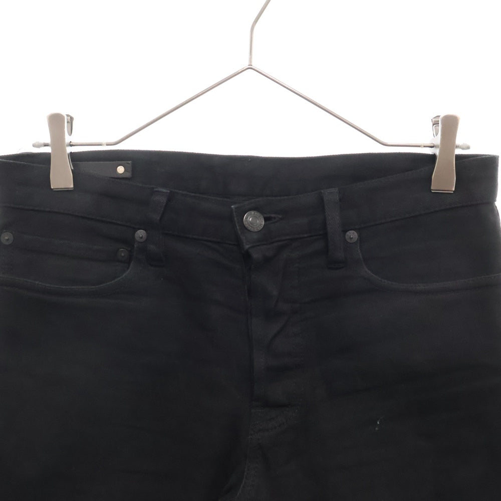 MINEDENIM(マインデニム) Lettered S. Slim STR 5pocket OWS ダメージ加工 ロゴプリントスキニーデニムパンツ ブラック 2103‐1001‐99‐302