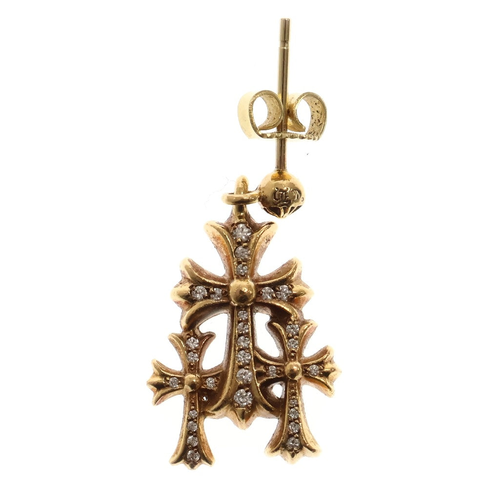 CHROME HEARTS(クロムハーツ) 22K 3 CH CROSS DROP P D トリプルCHクロス ゴールド ダイヤピアス