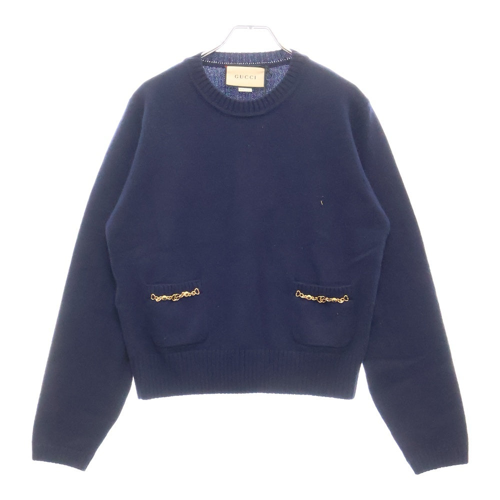 GUCCI(グッチ) GG装飾 クルーネックカシミヤセーター ニット 662179 XKBYJ ネイビー