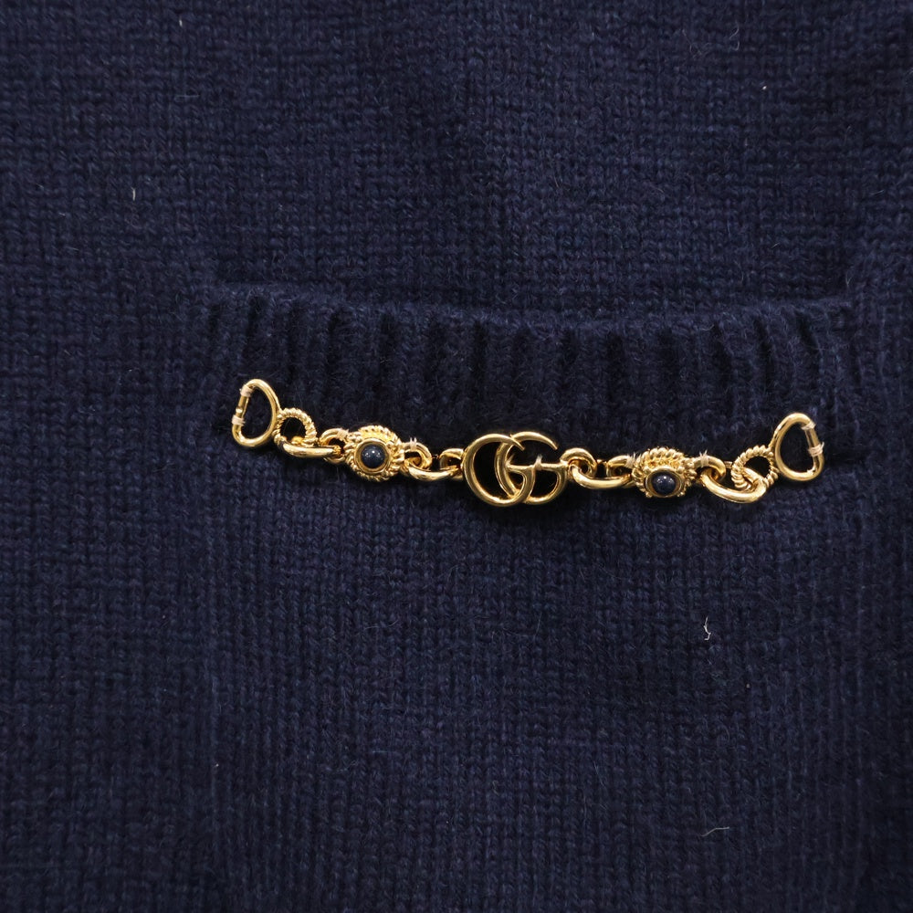 GUCCI(グッチ) GG装飾 クルーネックカシミヤセーター ニット 662179 XKBYJ ネイビー