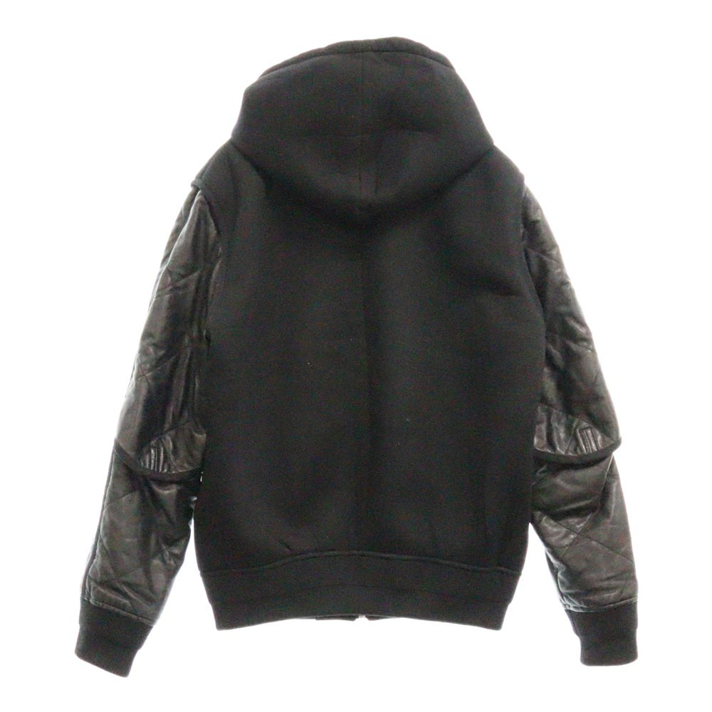 GIVENCHY(ジバンシィ) 19AW レザー切り替え フーデッド ジップアップジャケット ブルゾン BM00CB60DH ブラック
