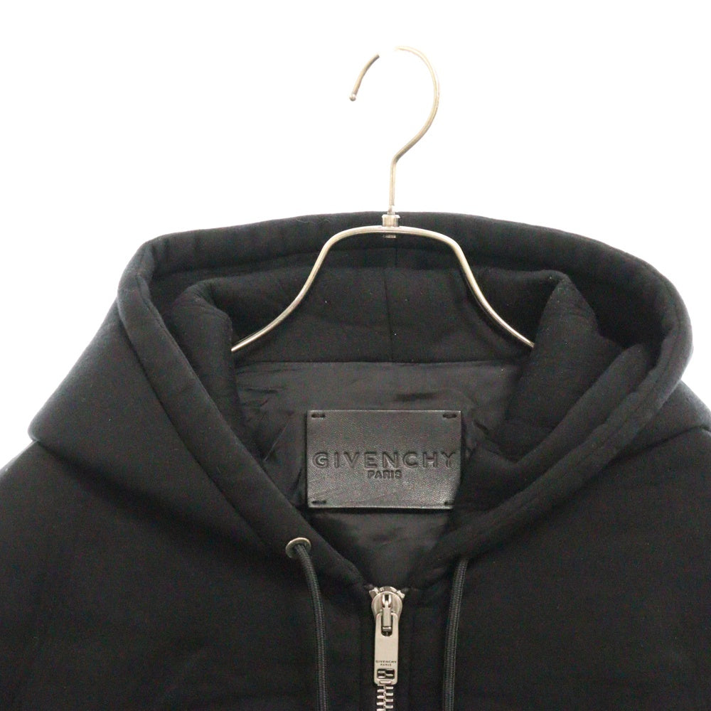 GIVENCHY(ジバンシィ) 19AW レザー切り替え フーデッド ジップアップジャケット ブルゾン BM00CB60DH ブラック
