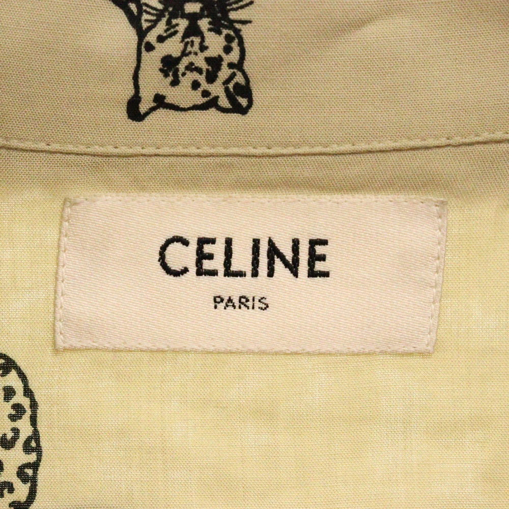 CELINE(セリーヌ) 22SS Hawaiian Rayon Shirt 2C730362Q アニマル柄 ハワイアンレーヨンシャツ 半袖開襟シャツ ベージュ