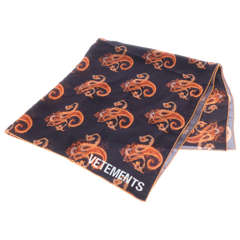 VETEMENTS(ヴェトモン) PAISLEY PATTERNED SILK FOULARD ペイズリー柄 シルクスカーフ ブラック
