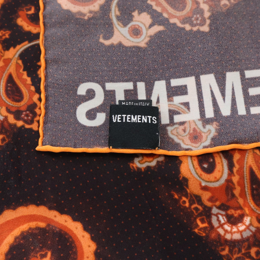VETEMENTS(ヴェトモン) PAISLEY PATTERNED SILK FOULARD ペイズリー柄 シルクスカーフ ブラック