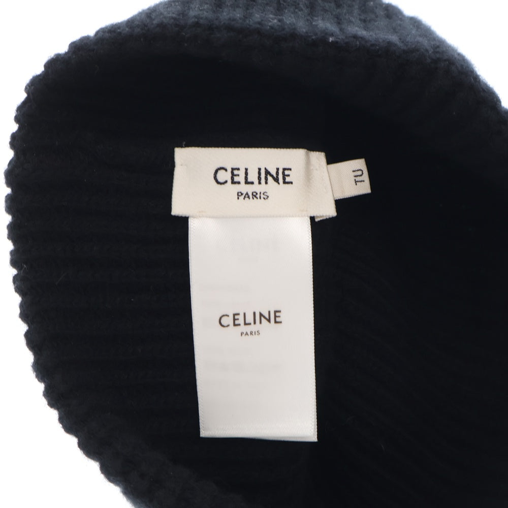 CELINE(セリーヌ) 22SS LUCKY LOVER ロゴ刺繍 ニット帽 ビーニー 2A64W533Q ブラック