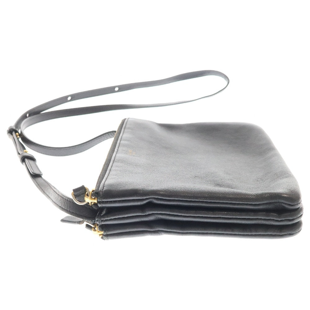 CELINE(セリーヌ) Trio Bag レザー トリオ スモール ショルダーバッグ ブラック