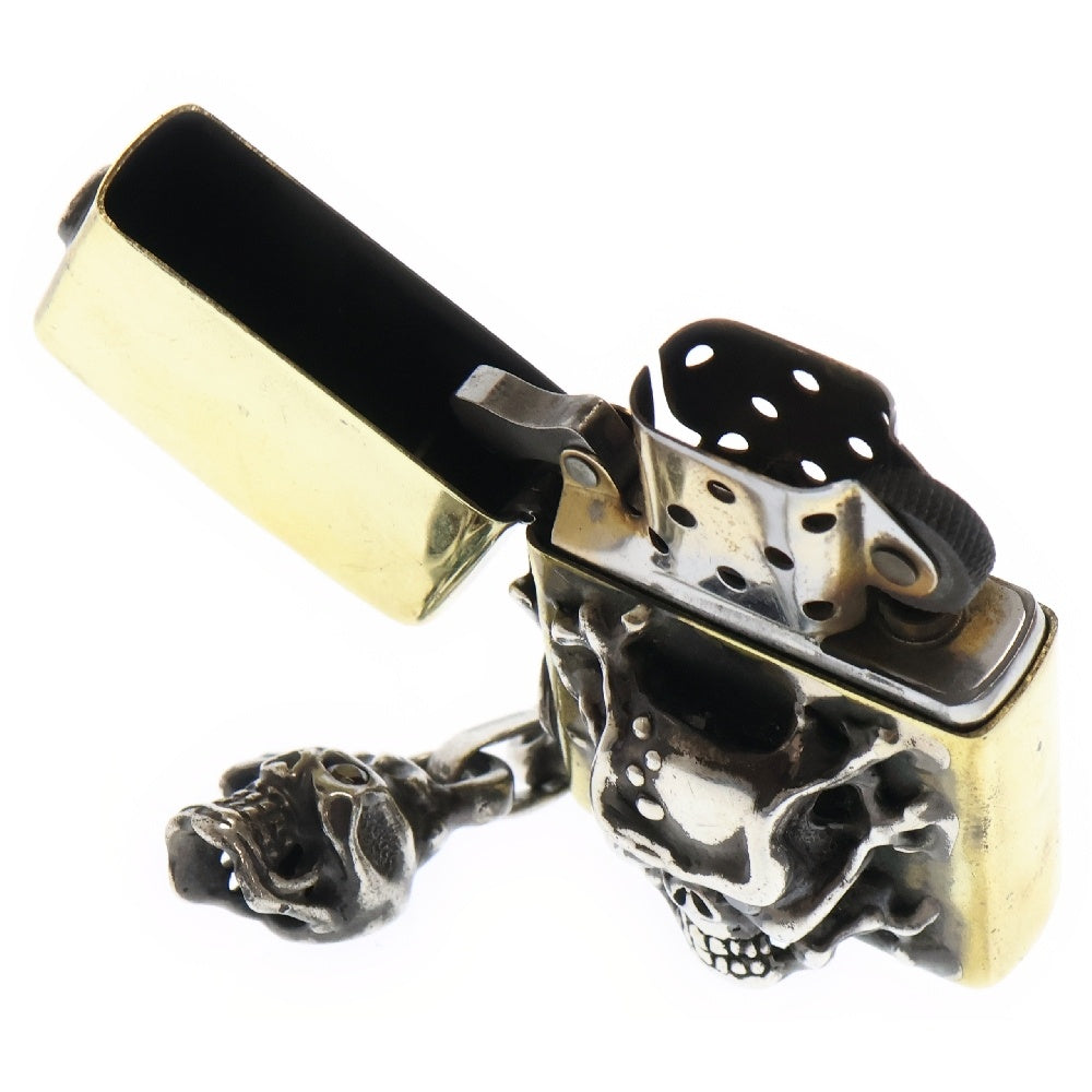 Travis Walker(トラヴィスワーカー) CSTM OG SKULL BRASS ZIPPO LIGHTER W/C2 STONES & RED STONES スカル ストーンアイ ジッポライター ゴールド