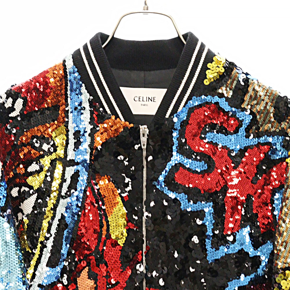CELINE(セリーヌ) 19SS ×CHRISTIAN MARCLAY SKIZZIX サブレ クリスチャン・マークレー スパンコール ジップアップテディジャケット 2V408865C