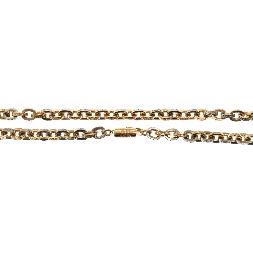 CHROME HEARTS(クロムハーツ) 18K/22K PAPER CHAIN ALTRNTMG LINKS ペーパーチェーン ネックレス 30inch ゴールド/ホワイトゴールド