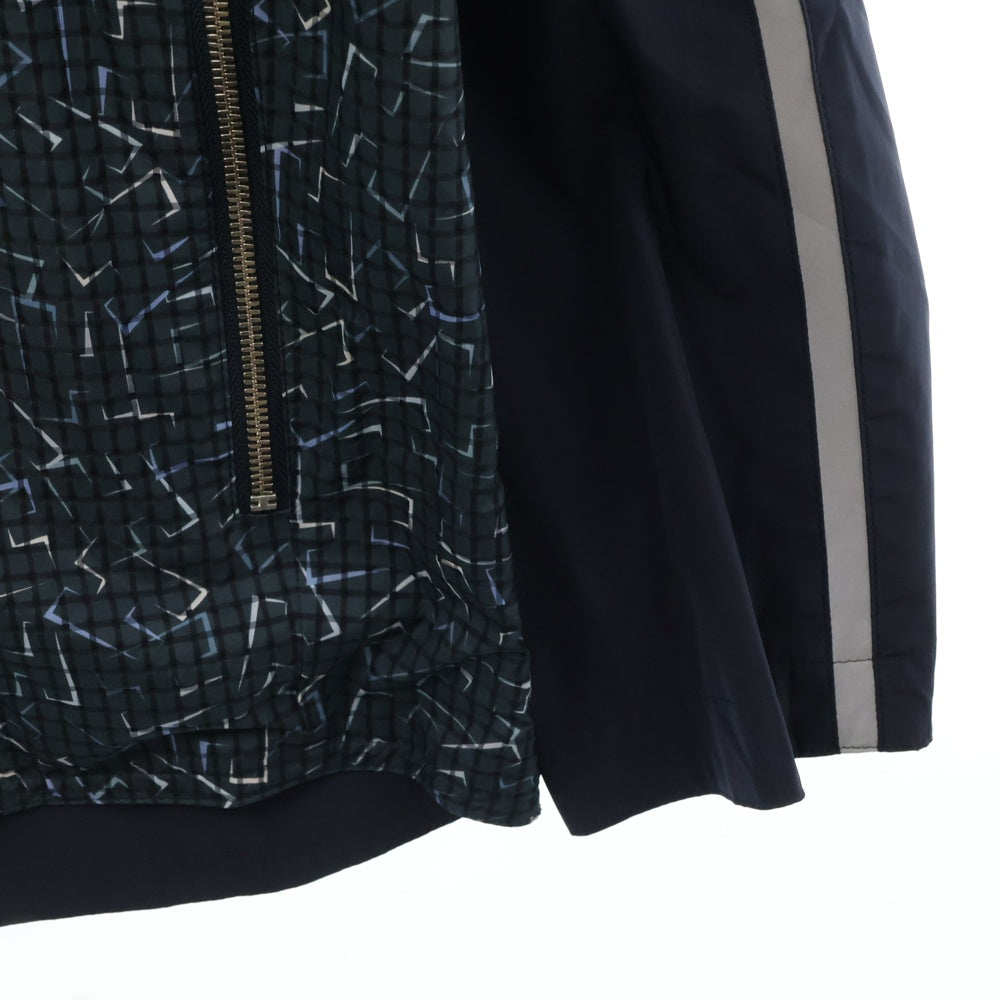 HERMES(エルメス) 総柄 ジップアップ フーデッドリバーシブルジャケット ネイビー