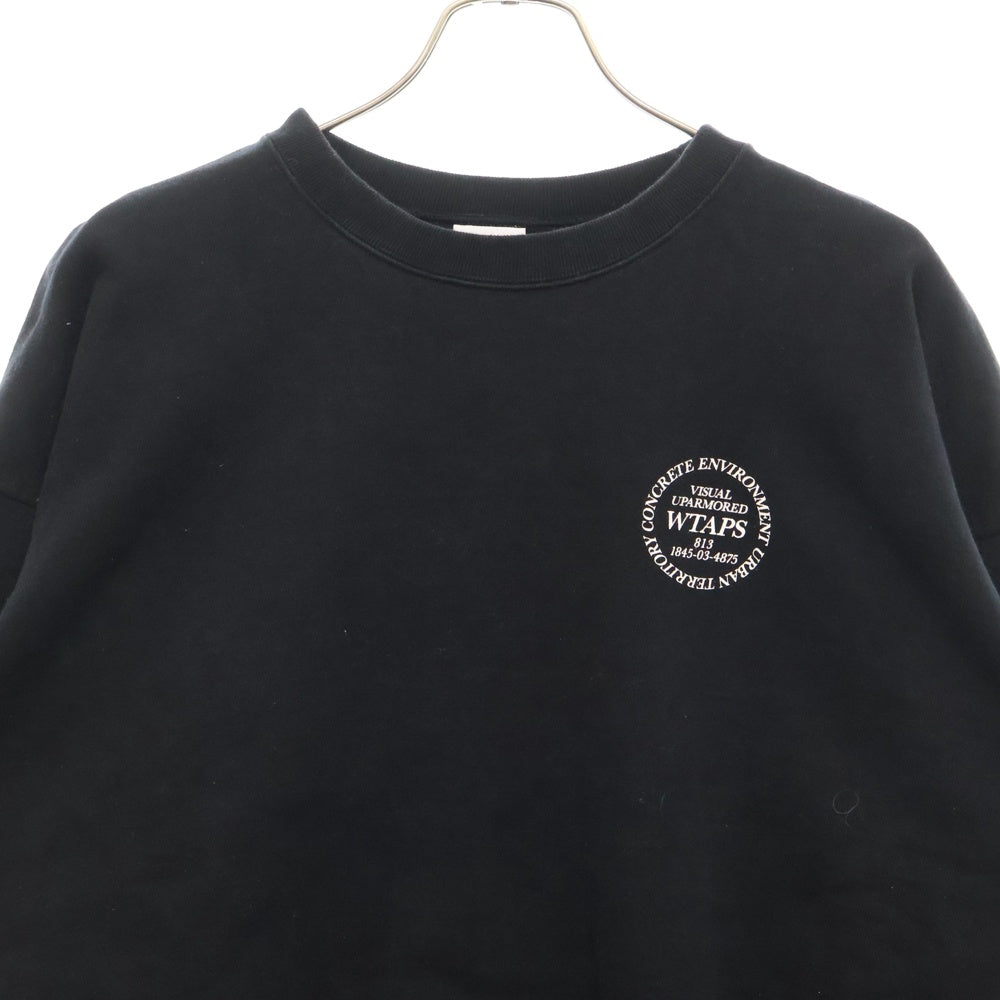 WTAPS(ダブルタップス) サークルロゴプリント 長袖スウェット トレーナー ブラック
