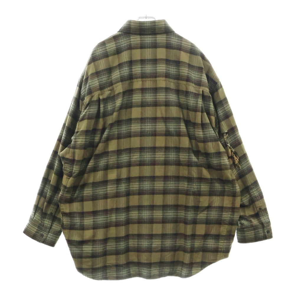 BALENCIAGA(バレンシアガ) 24AW パリ リバティ‐ レイヤード カットソードッキングヴィンテージチェック長袖シャツ 794656 TQM20 カーキ/ブラック