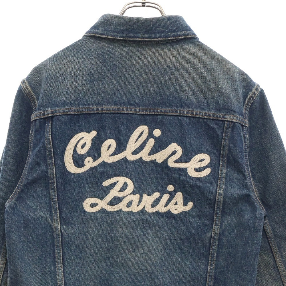 CELINE(セリーヌ) 20AW バックロゴ刺繍 ダークユニオンウォッシュデニムジャケット インディゴ