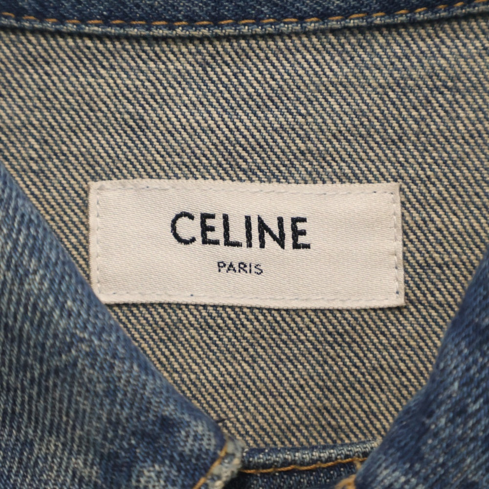 CELINE(セリーヌ) 20AW バックロゴ刺繍 ダークユニオンウォッシュデニムジャケット インディゴ