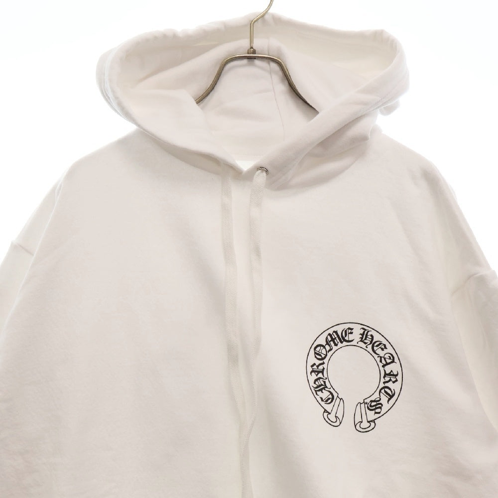 CHROME HEARTS(クロムハーツ) HORSESHOE PULLOVER HOODIE ホースシュープリント アームフローラル スウェットプルオーバーパーカー ホワイト