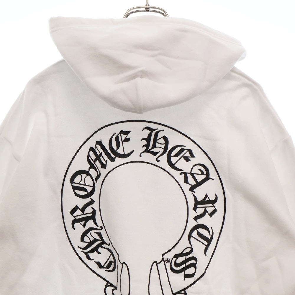 CHROME HEARTS(クロムハーツ) HORSESHOE PULLOVER HOODIE ホースシュープリント アームフローラル スウェットプルオーバーパーカー ホワイト