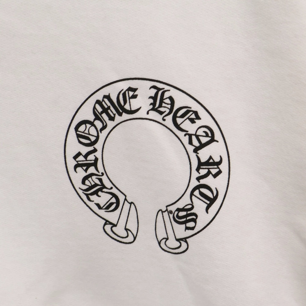 CHROME HEARTS(クロムハーツ) HORSESHOE PULLOVER HOODIE ホースシュープリント アームフローラル スウェットプルオーバーパーカー ホワイト