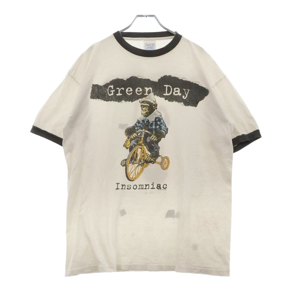 VINTAGE(ヴィンテージ) 90s VINTAGE Green Day Insomniac Tour 1995 Ringer ヴィンテージ グリーンデイ プリント ツアー クルーネックリンガーTシャツ ホワイト