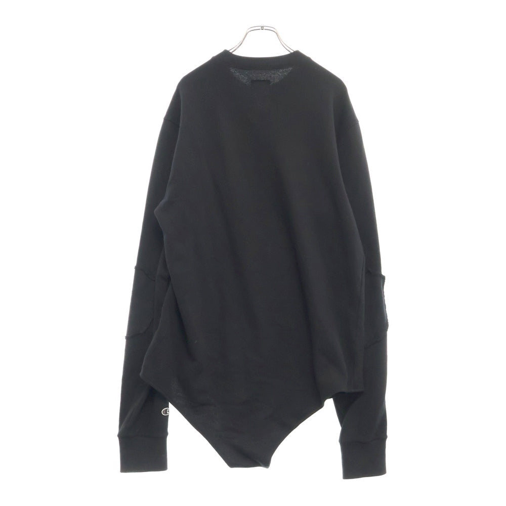 Rick Owens(リックオウエンス) 20SS×Champion logo embroidered sweatshirt ロゴエンブロイダリー ボディスウェットスーツ 長袖トレーナー ブラック CM20S0008‐215089