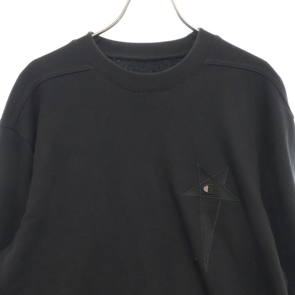 Rick Owens(リックオウエンス) 20SS×Champion logo embroidered sweatshirt ロゴエンブロイダリー ボディスウェットスーツ 長袖トレーナー ブラック CM20S0008‐215089