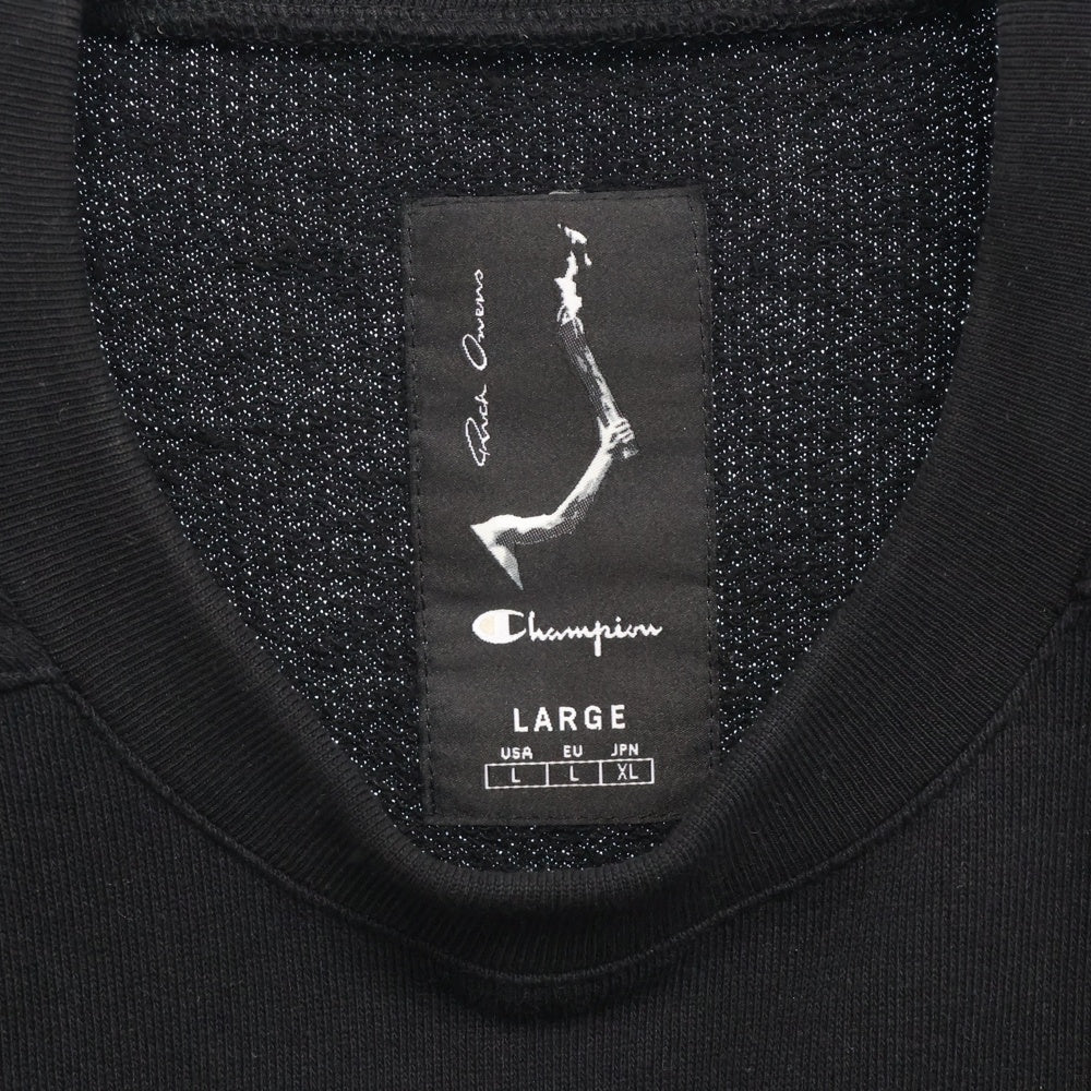 Rick Owens(リックオウエンス) 20SS×Champion logo embroidered sweatshirt ロゴエンブロイダリー ボディスウェットスーツ 長袖トレーナー ブラック CM20S0008‐215089