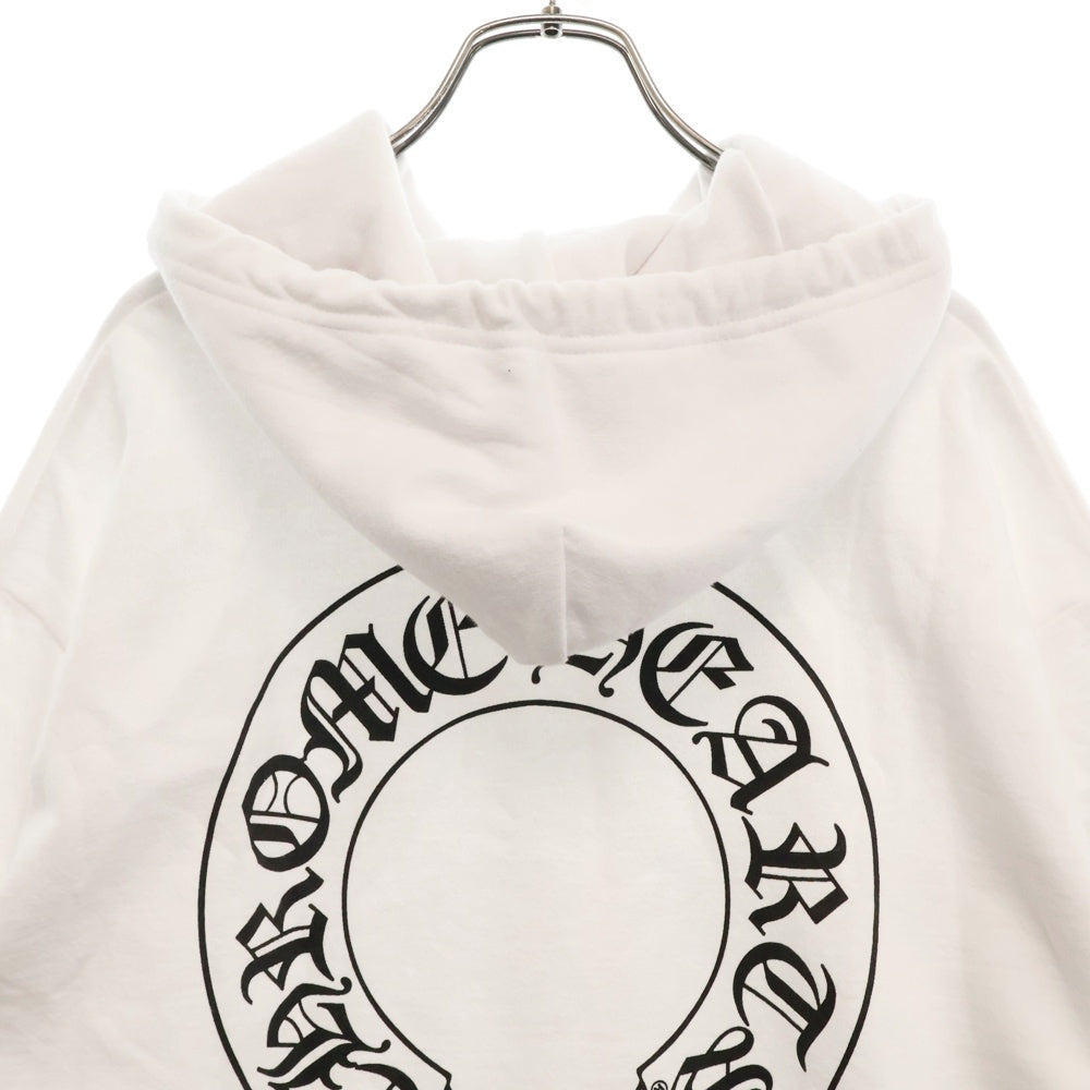 CHROME HEARTS(クロムハーツ) HORSESHOE PULLOVER HOODIE ホースシュープリント アームフローラル スウェットプルオーバーパーカー ホワイト
