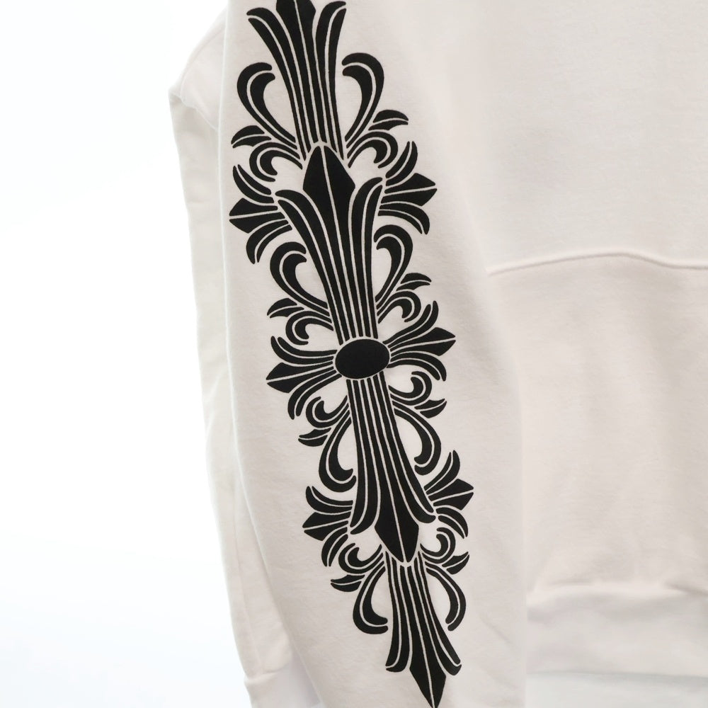 CHROME HEARTS(クロムハーツ) HORSESHOE PULLOVER HOODIE ホースシュープリント アームフローラル スウェットプルオーバーパーカー ホワイト