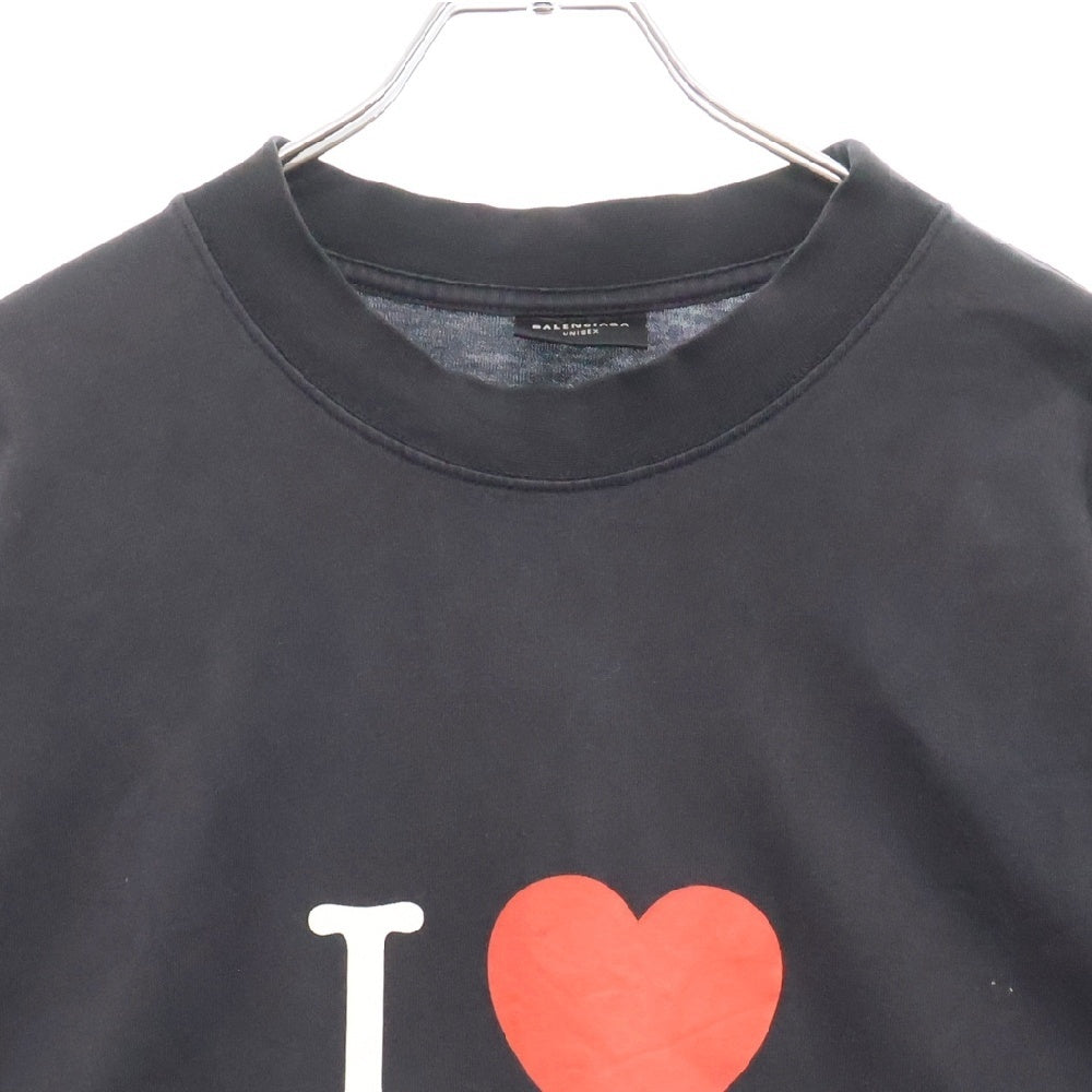 BALENCIAGA(バレンシアガ) 25SS I Heart Paris Medium Fit T-Shirt フロントロゴプリント 半袖Tシャツ カットソー 764235 TRVU9 ブラック