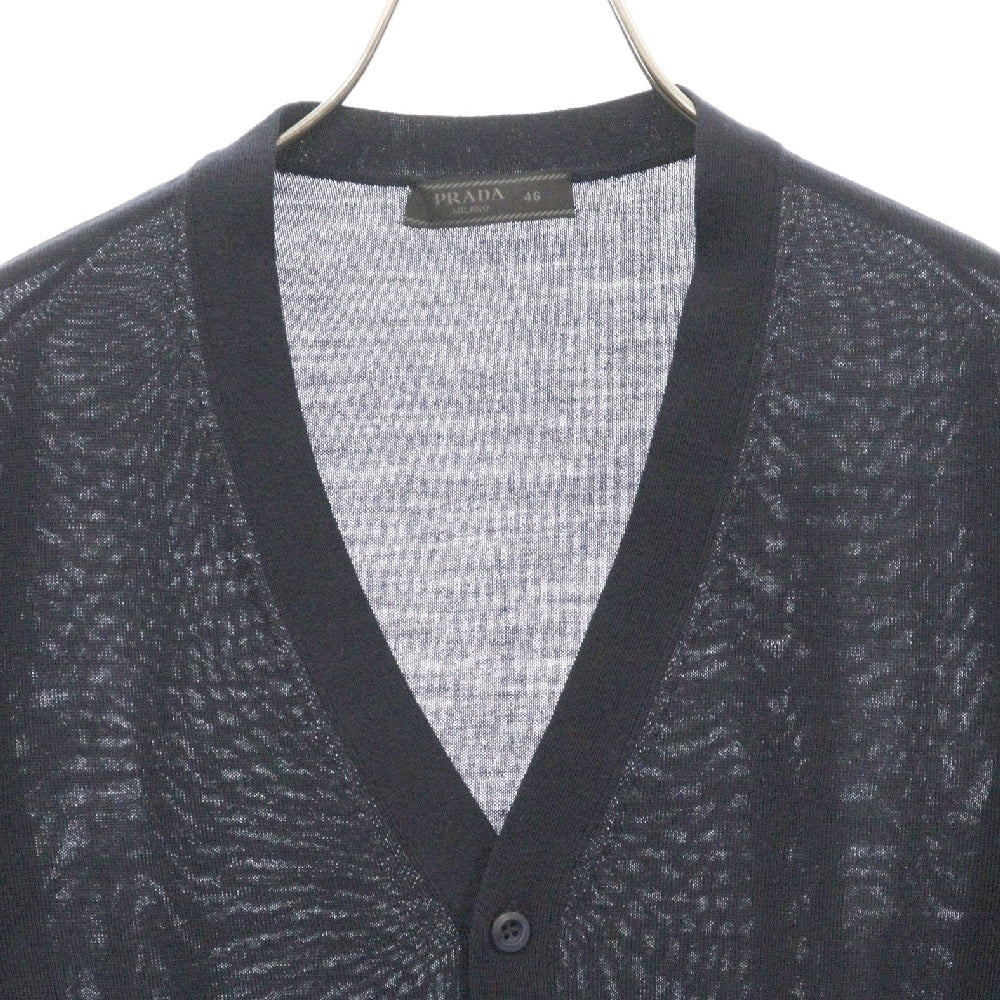 PRADA(プラダ) バージンウール 長袖ニットカーディガン ネイビー DNA959 S221 128D