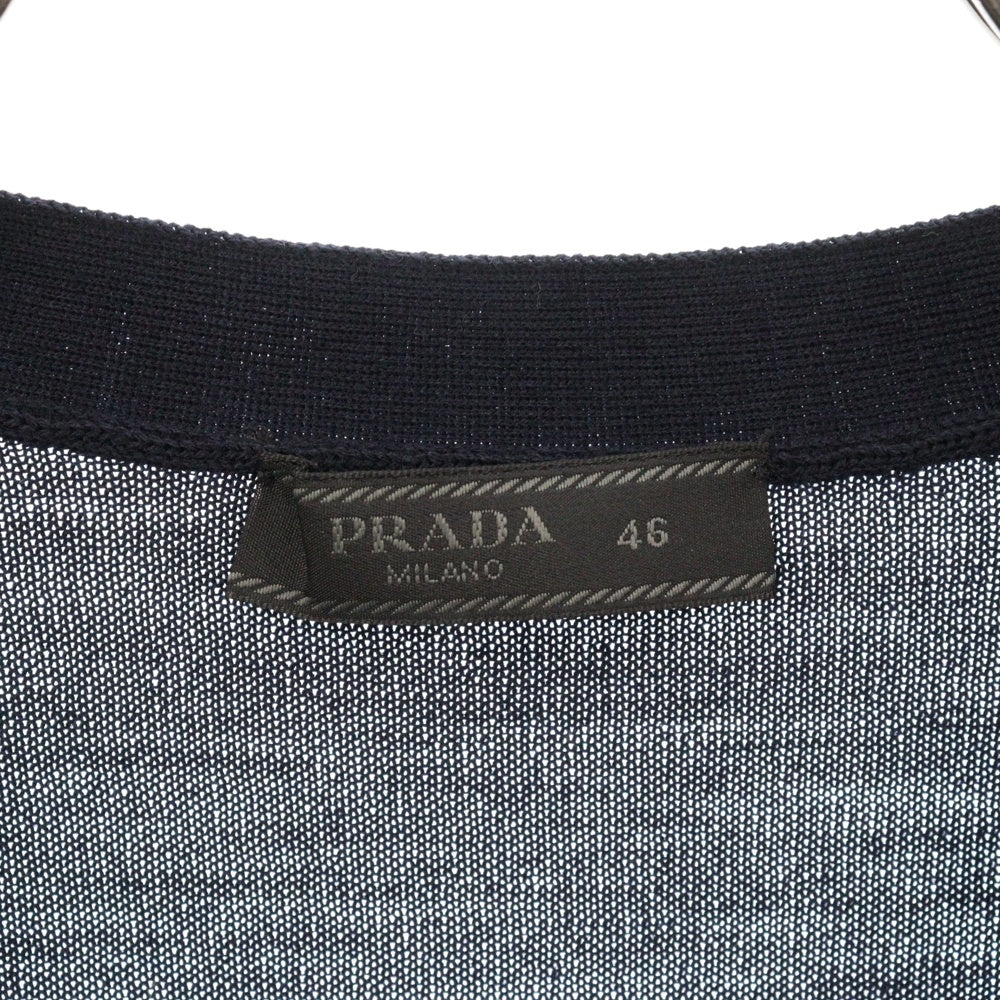 PRADA(プラダ) バージンウール 長袖ニットカーディガン ネイビー DNA959 S221 128D