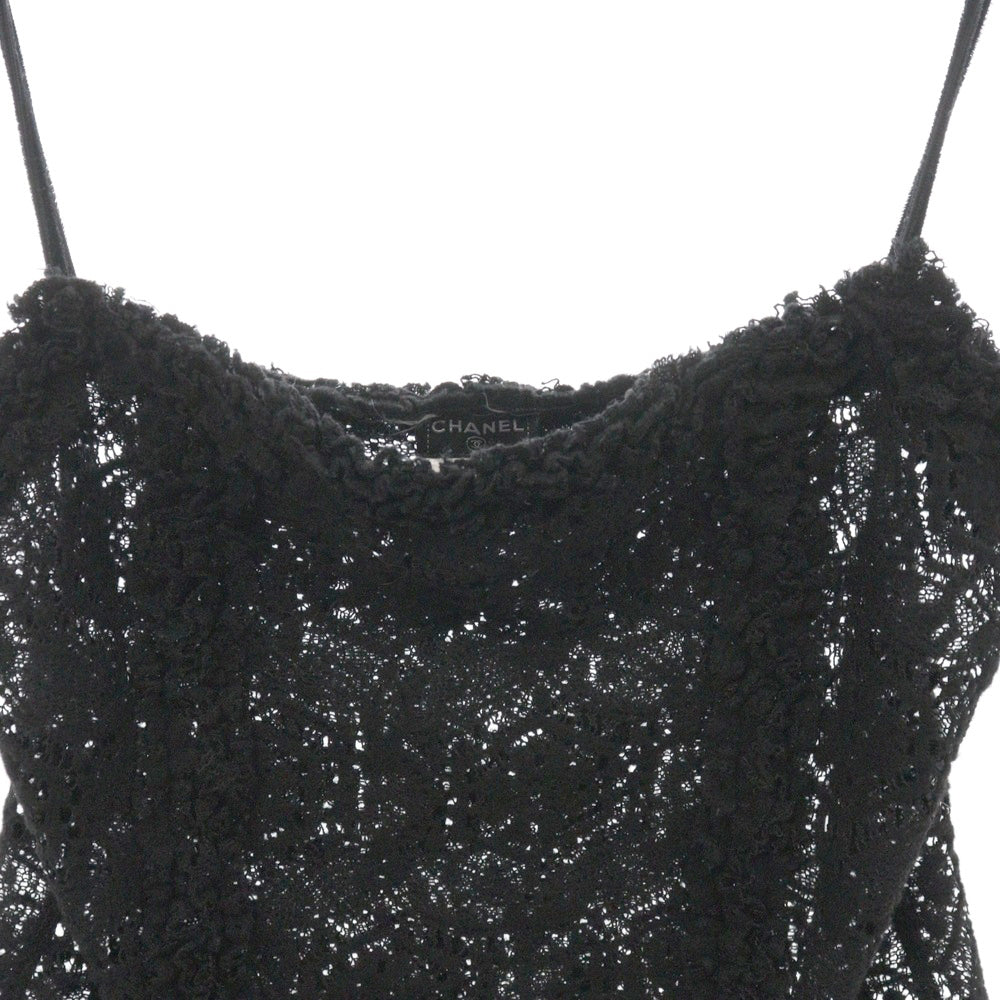CHANEL(シャネル) 04A ロゴメタル付 レース刺繍 キャミソール カットソー レディース ブラック P24544