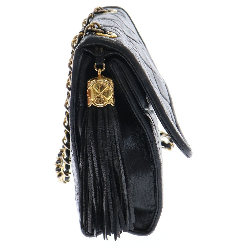 CHANEL(シャネル) ラムスキン ダブルフラップ フリンジショルダーバッグ 13番代 レディース ブラック