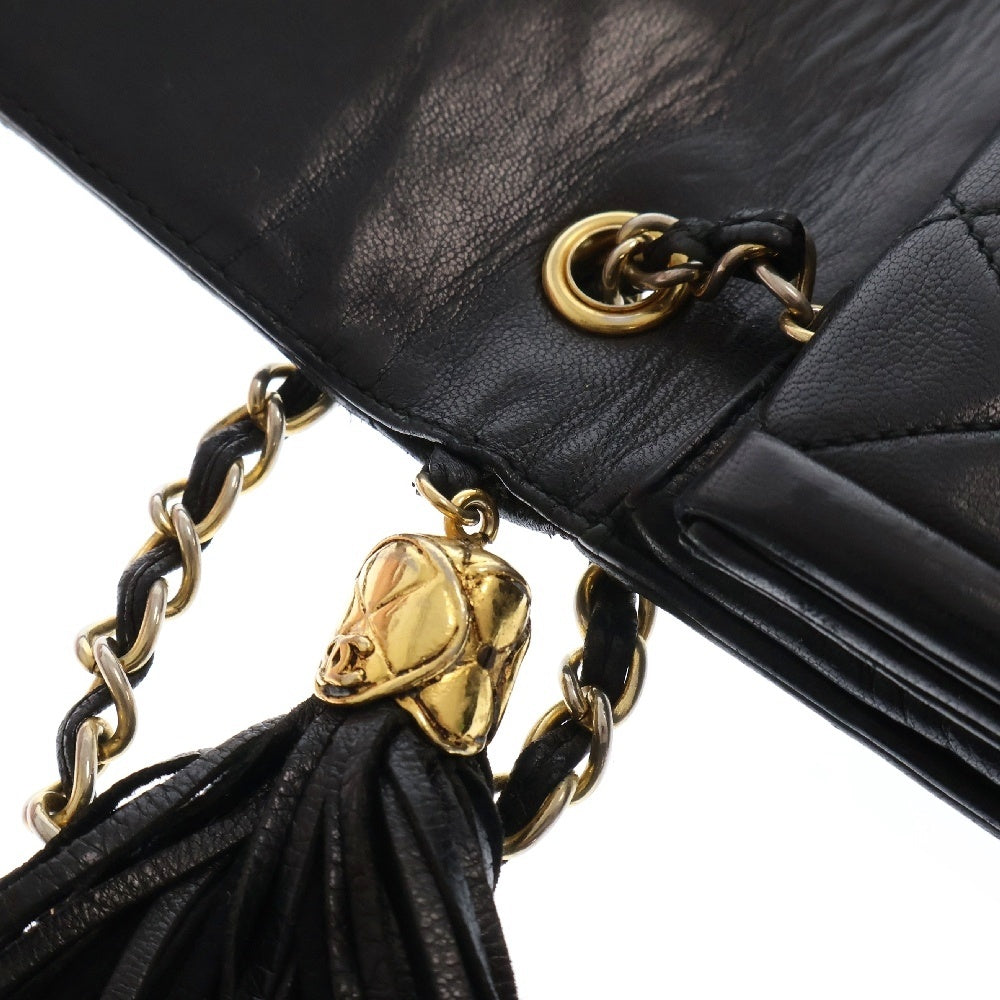 CHANEL(シャネル) ラムスキン ダブルフラップ フリンジショルダーバッグ 13番代 レディース ブラック