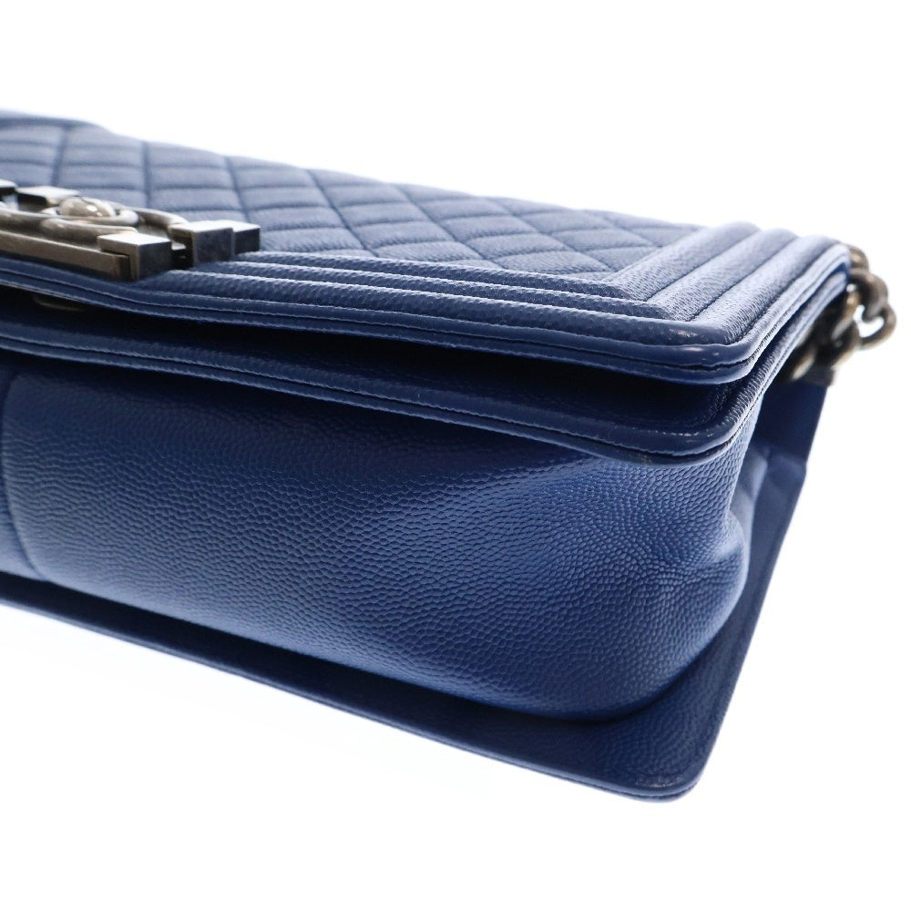 CHANEL(シャネル) ココマーク ボーイシャネル マトラッセ25 チェーンショルダーバッグ シルバー金具 ブルー 23番台 レディース