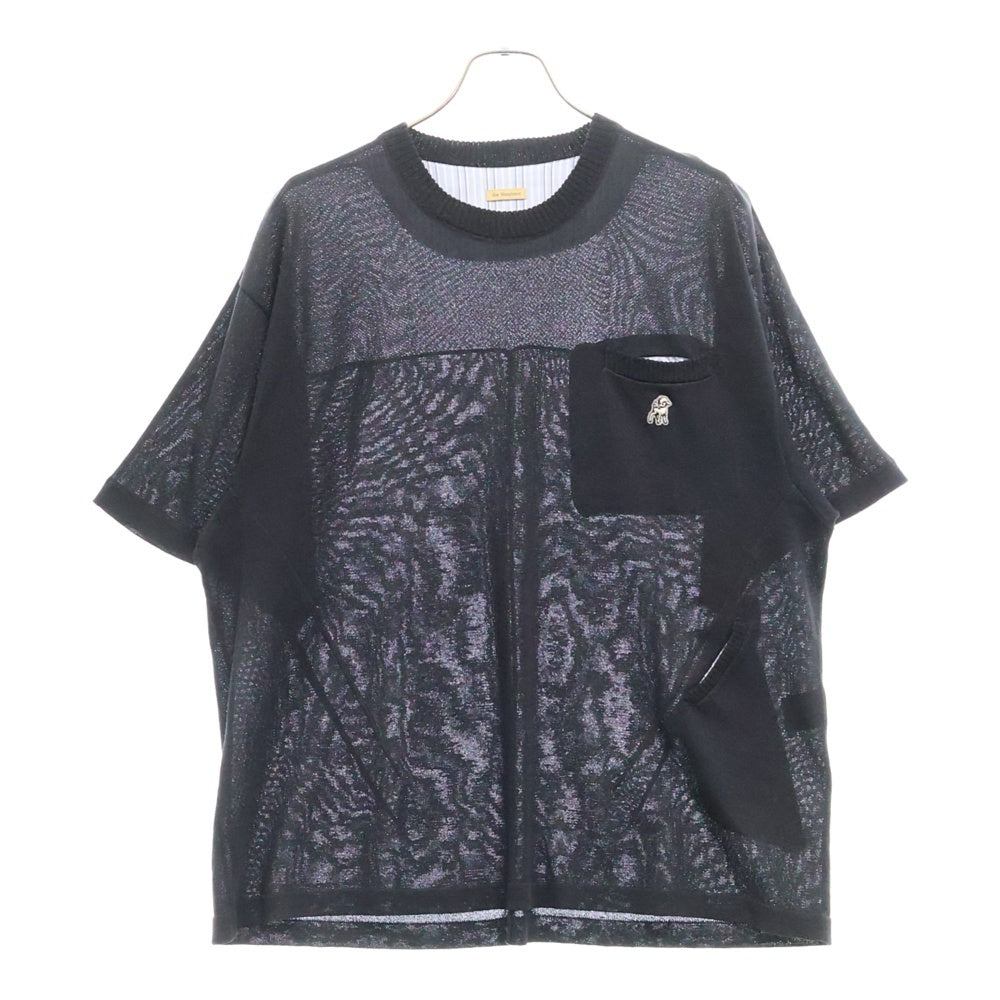 UNDERCOVER(アンダーカバー) 24SS 和紙混 ペーパーニット 半袖セーターTシャツ カットソー ネイビー US1D4901