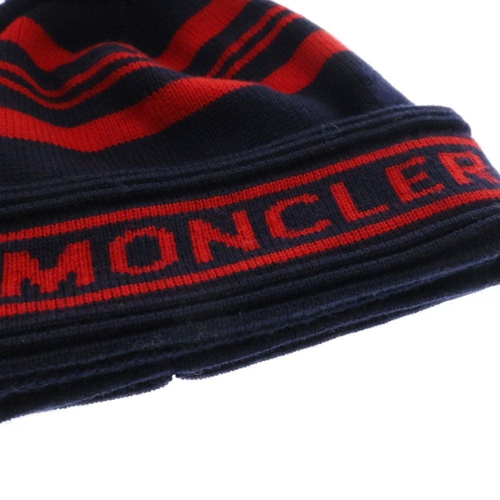MONCLER(モンクレール) 17AW BERRETTO ボンボンデザイン ビーニー ニット帽子 ネイビー/レッド C20910090700 0993A