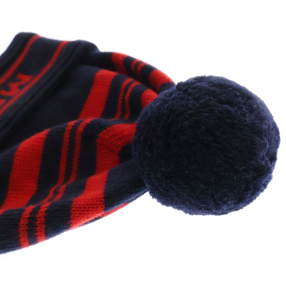 MONCLER(モンクレール) 17AW BERRETTO ボンボンデザイン ビーニー ニット帽子 ネイビー/レッド C20910090700 0993A
